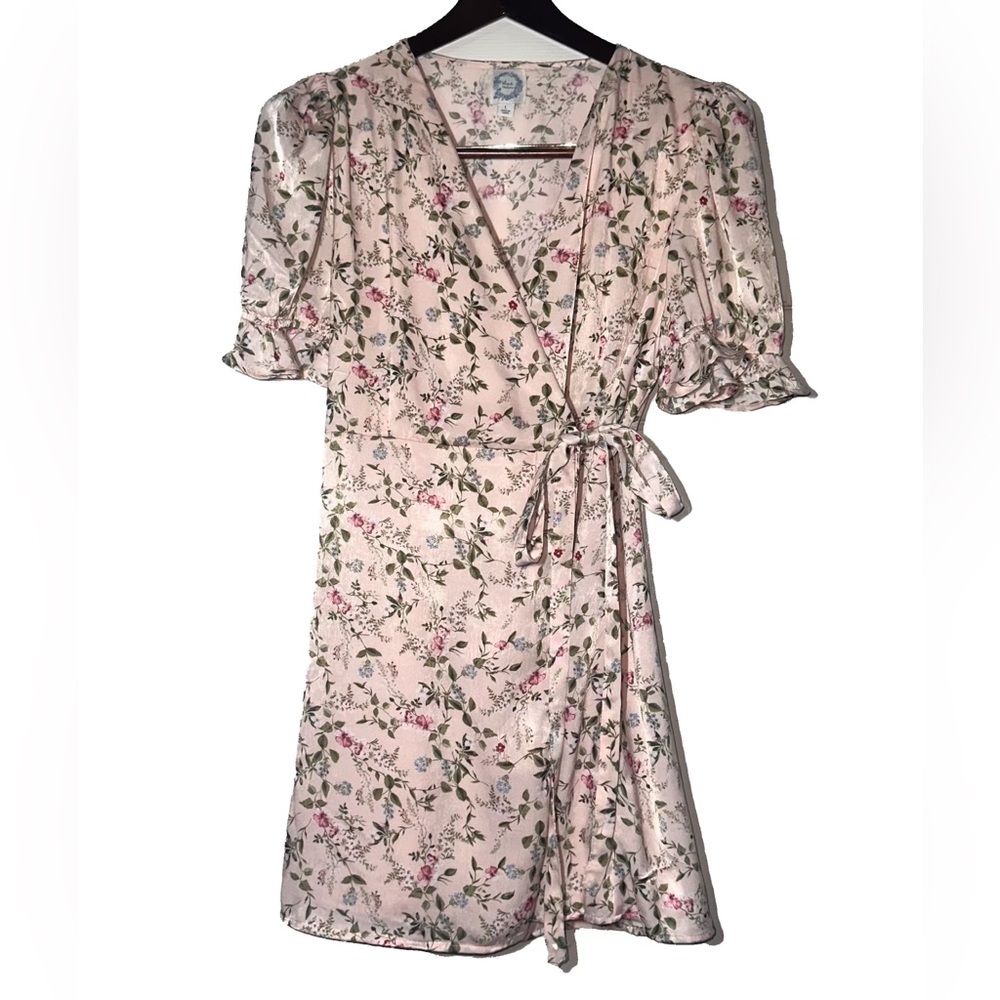 Blue Rain Floral Wrap Dress size large